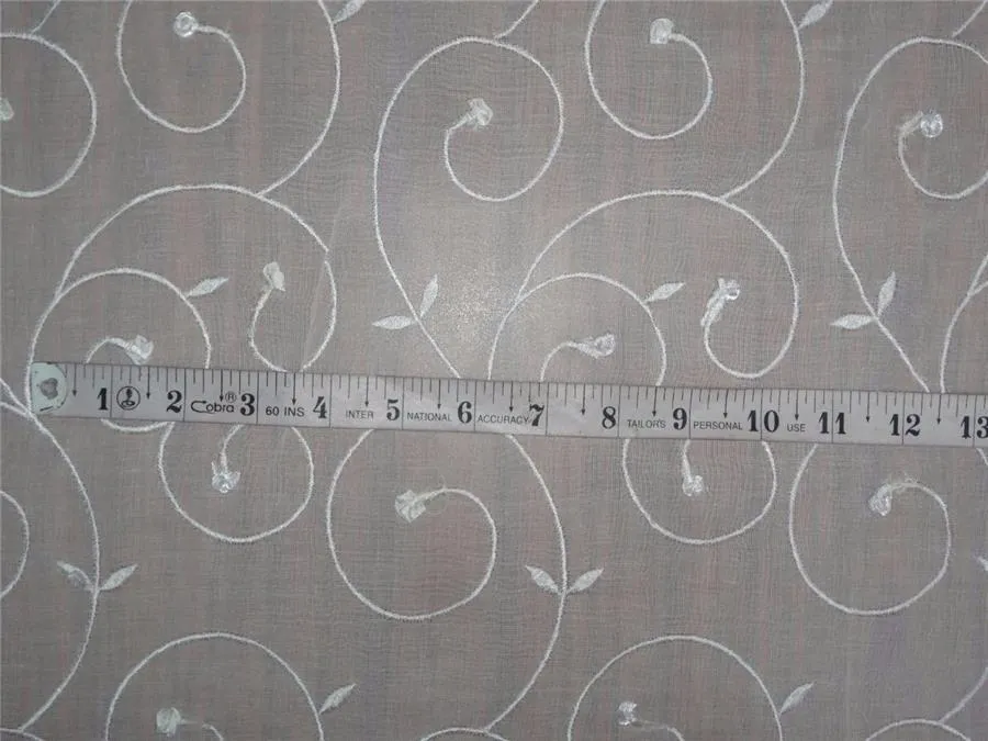 100% cotton voile embroidered white color 58" wide [7953]