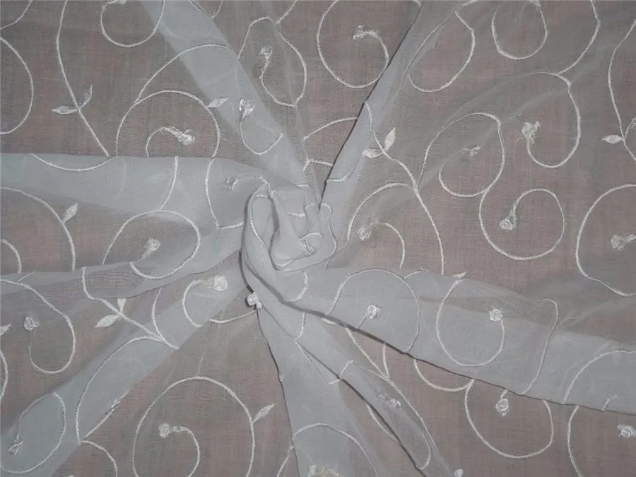 100% cotton voile embroidered white color 58" wide [7953]