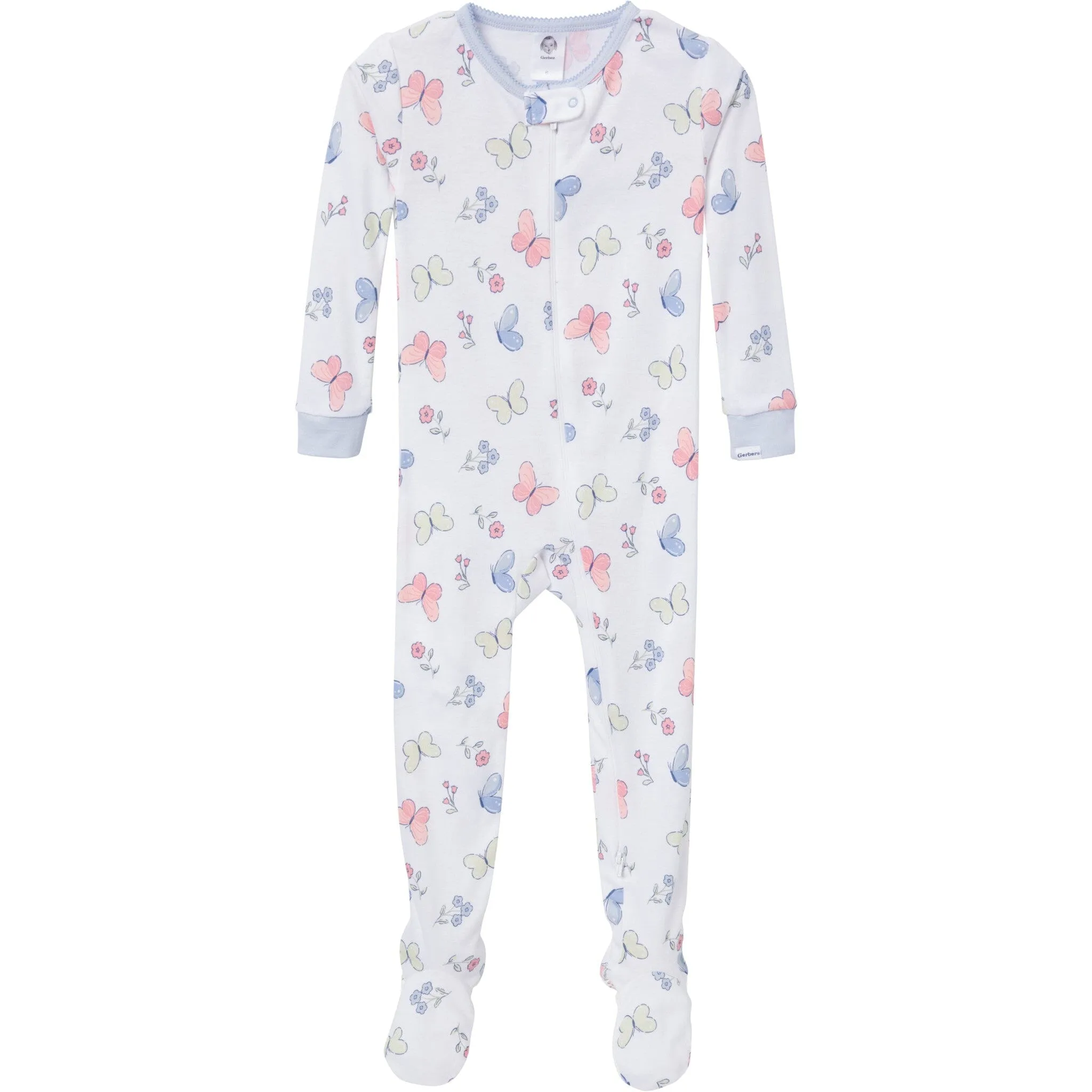 2-Pack Baby & Toddler Girls Butterflies Snug Fit Footed Pajamas