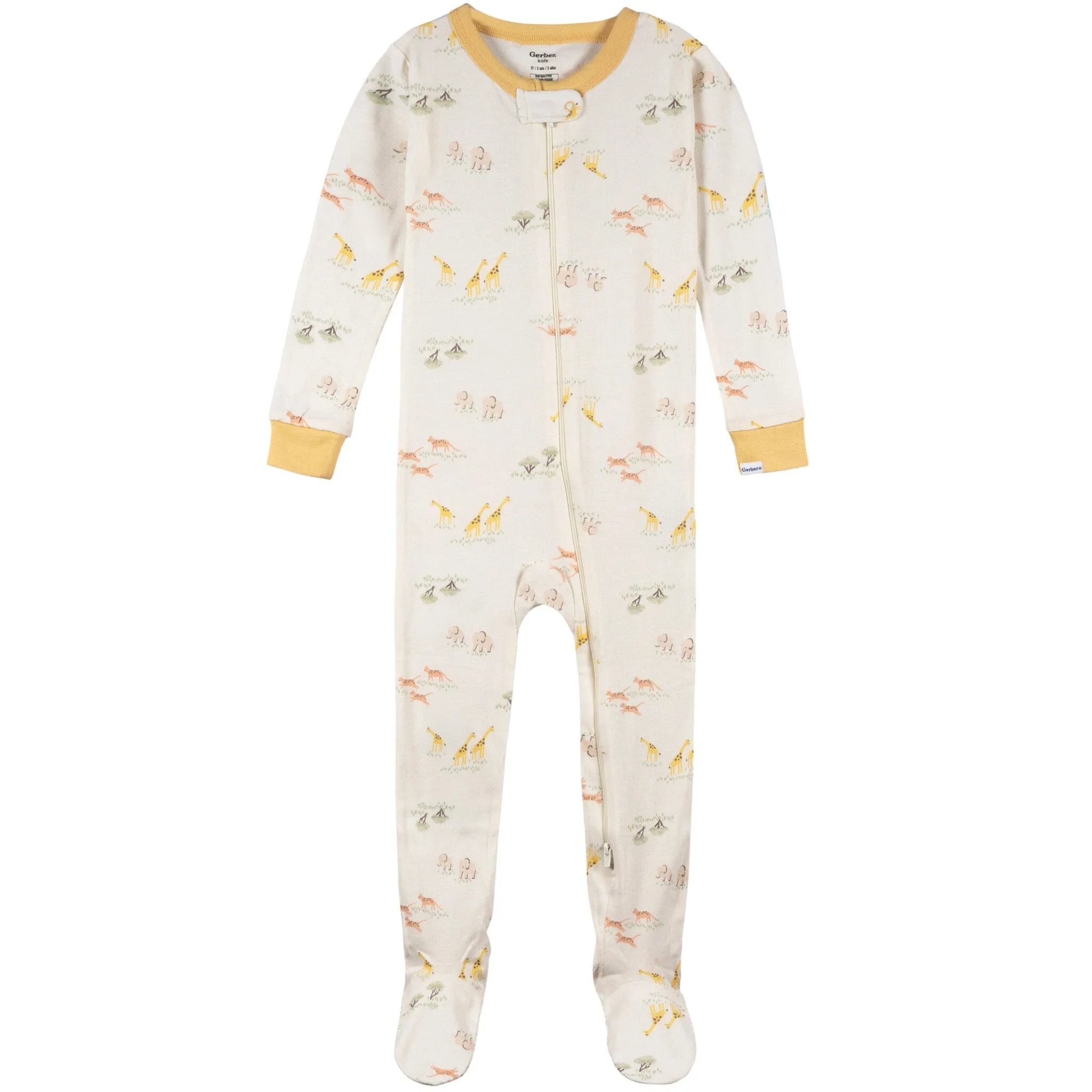 2-Pack Baby & Toddler Neutral Safari Snug Fit Footed Pajamas