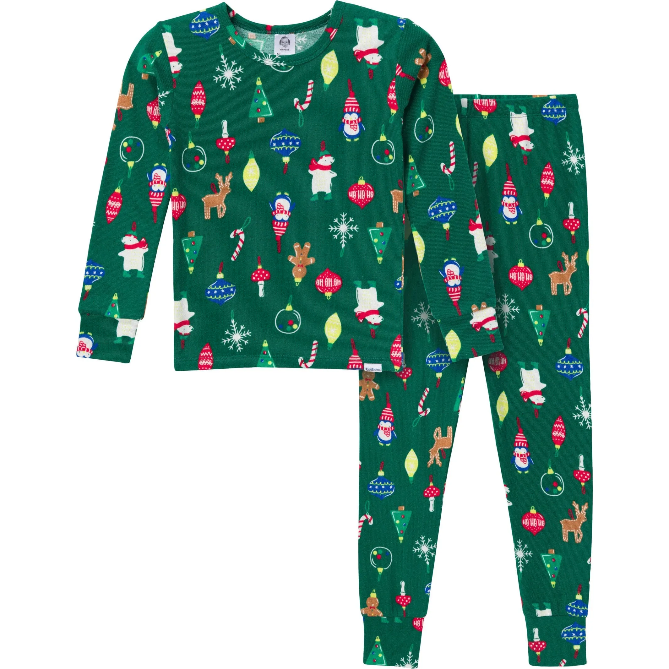 2-Piece Big Kids Neutral Ornaments Hacci Snug Fit Pajama Set