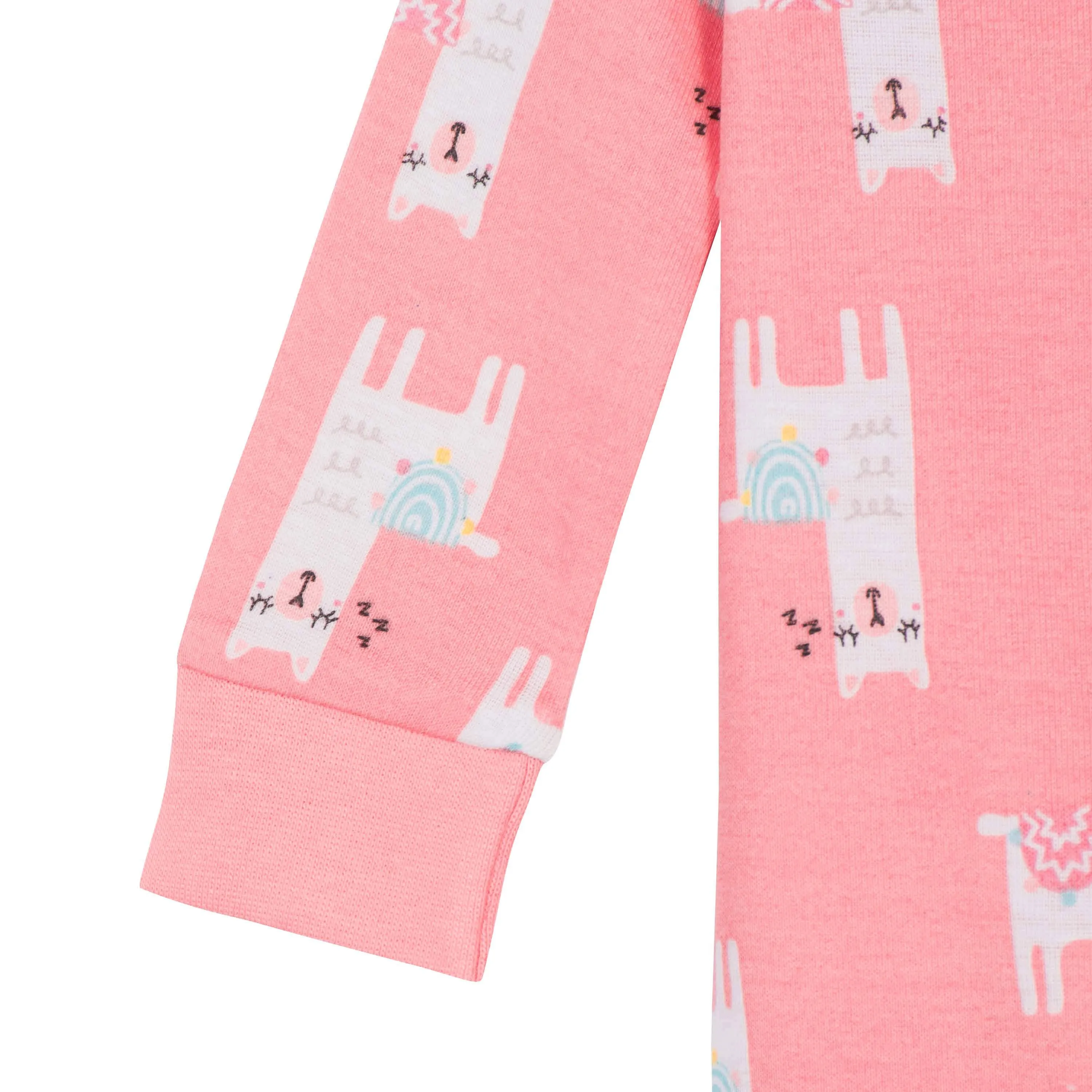 4-Pack Baby & Toddler Girls Llamas & Love Snug Fit Footed Cotton Pajamas