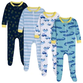 4-Pack Baby Boys Gators Snug Fit Footed Pajamas