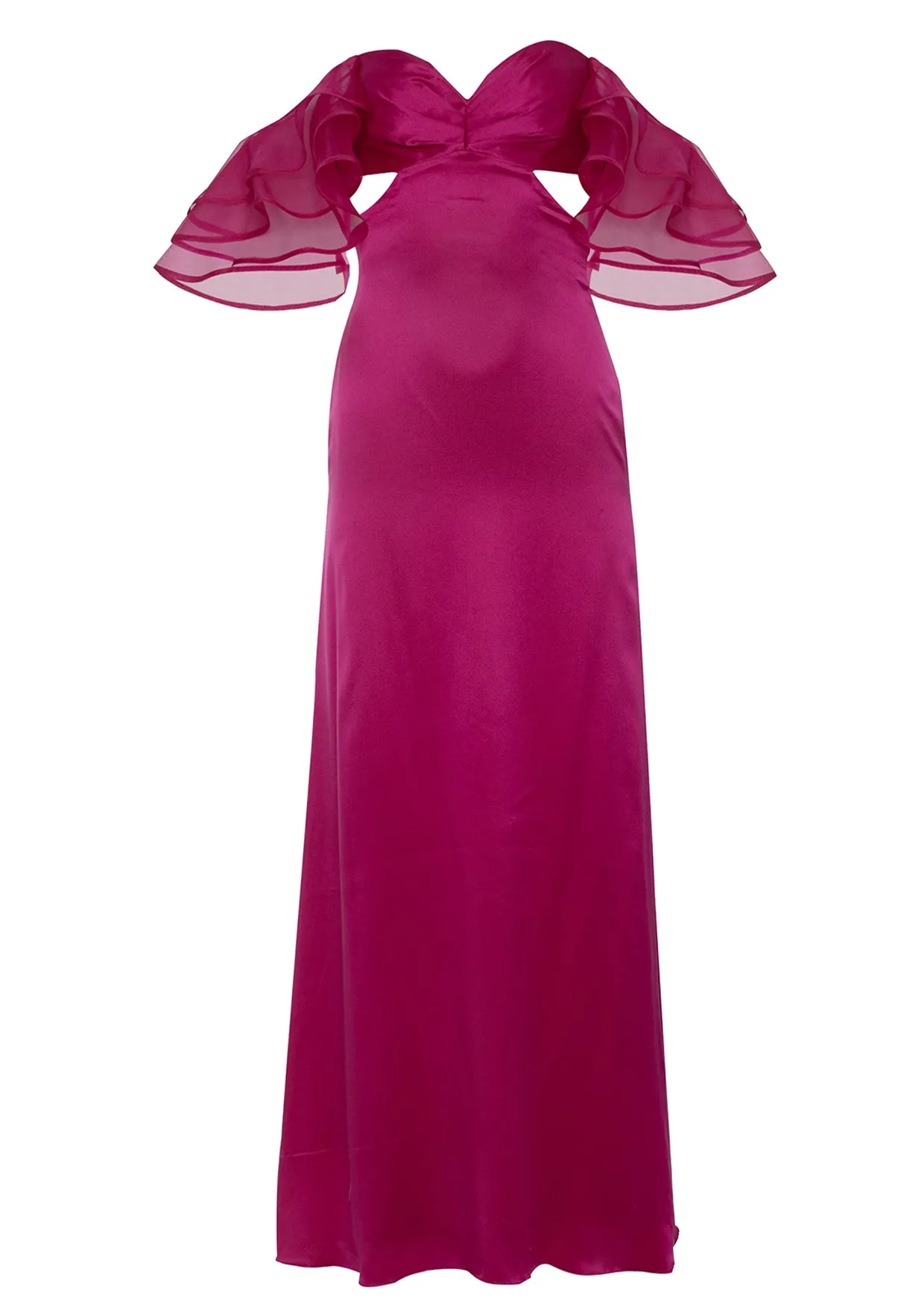 Amar Silk Ruffled Sleeve Maxi Dress