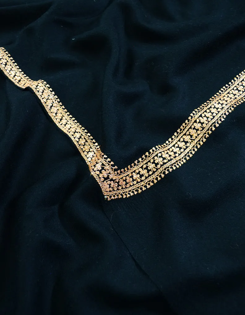 black tilla embroidery pashmina shawl 8402