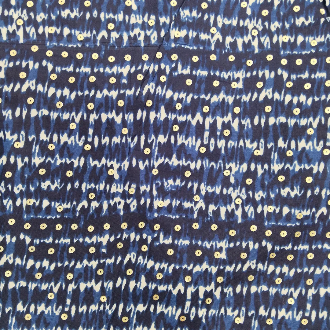 Blue & White Abstract Printed Rayon Fabric