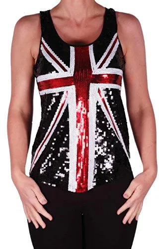 Brittania Union Jack Sequined Tops