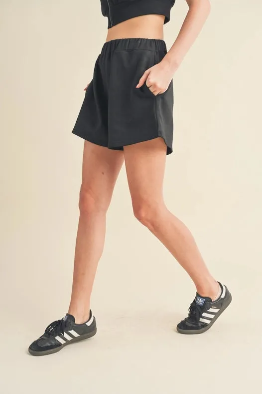 Brush-Soft High Waisted Sweat Shorts Black