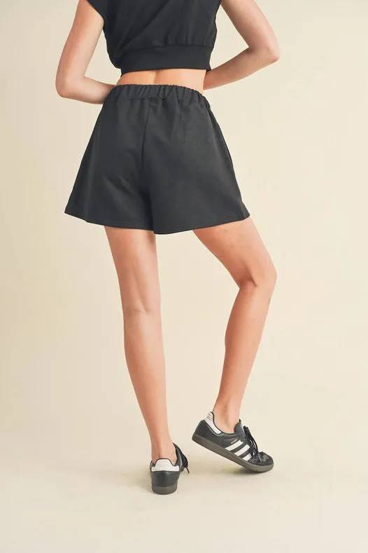 Brush-Soft High Waisted Sweat Shorts Black