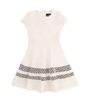 By Debra Girls Ivory Boucle Short Sleeve Striped Bottom Dress