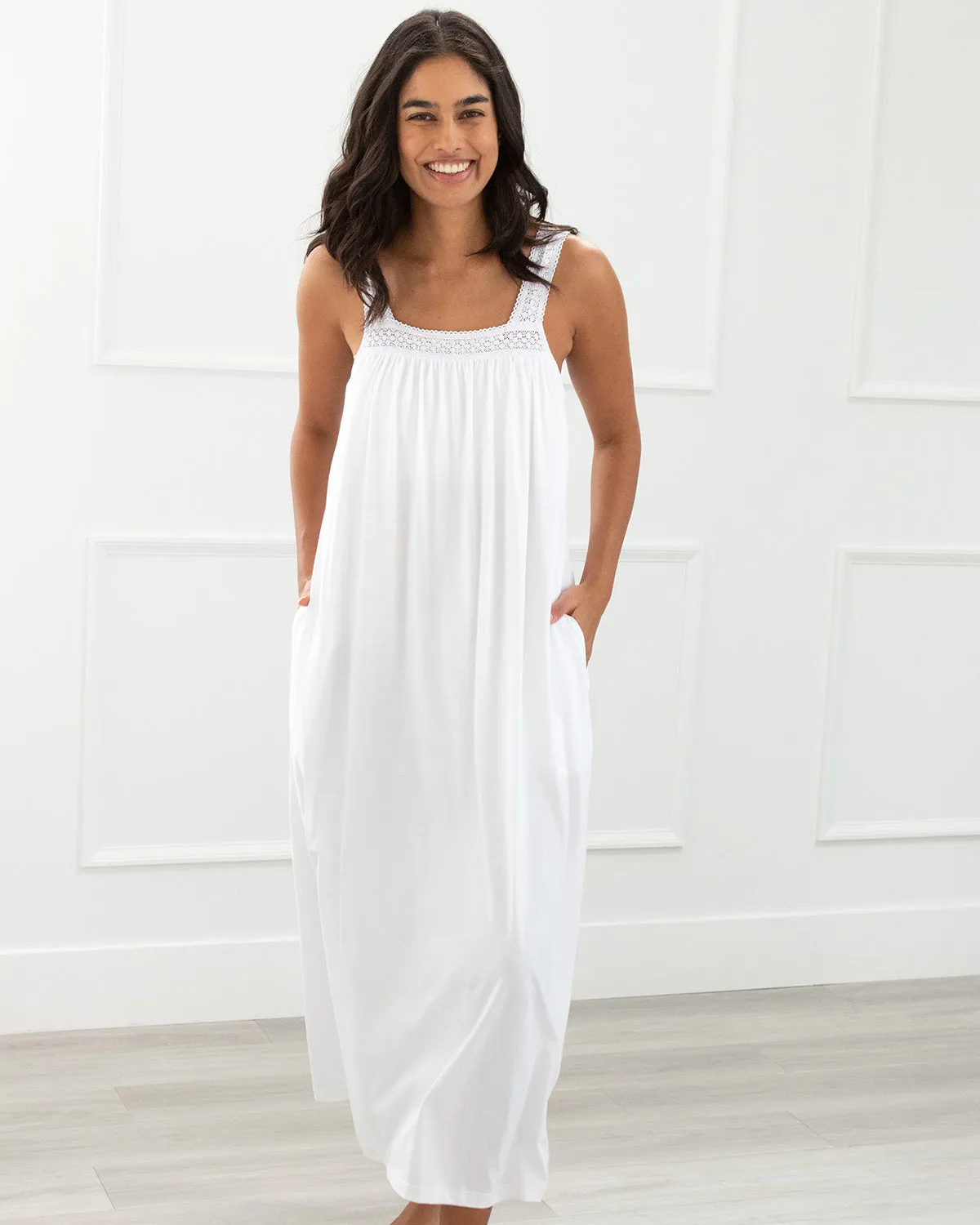 Camille Pima Cotton Jersey Nightgown - LARGE LEFT