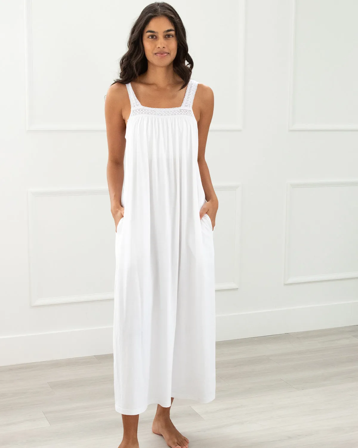 Camille Pima Cotton Jersey Nightgown - LARGE LEFT