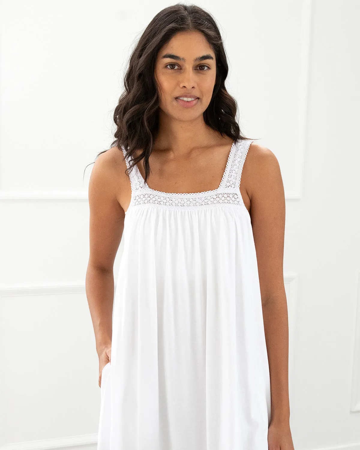 Camille Pima Cotton Jersey Nightgown - LARGE LEFT