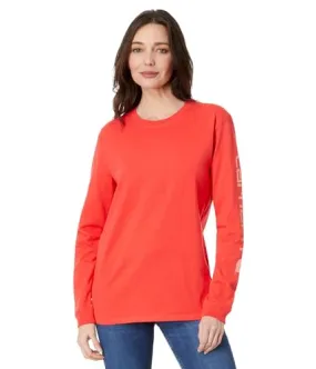 Carhartt 103401 Women's Loose Fit Heavyweight Long-Sleeve Logo Sleeve Graphic T-Shirt