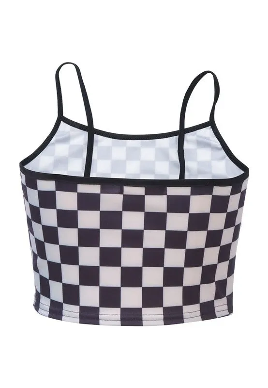 Checkerboard Spaghetti Crop Top