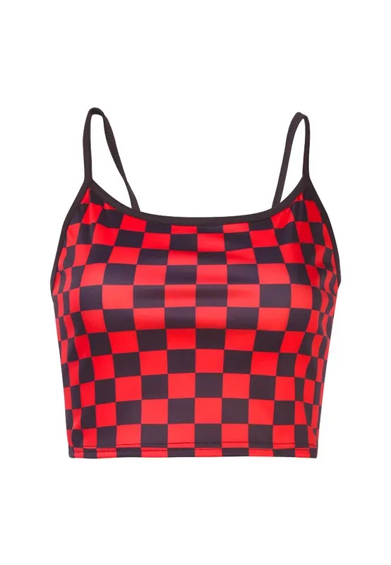 Checkerboard Spaghetti Crop Top