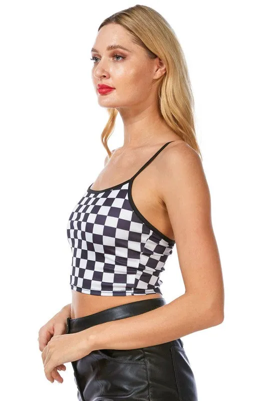 Checkerboard Spaghetti Crop Top