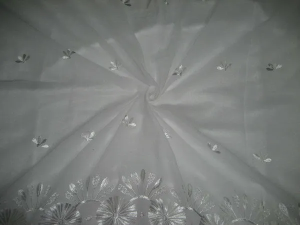 cotton voile fabric~White with embroidery-5 yards