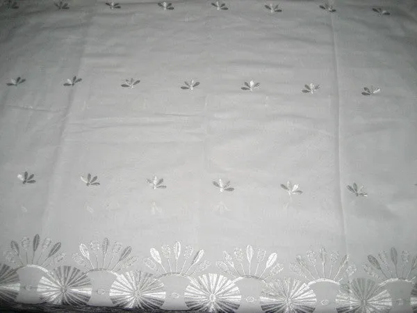 cotton voile fabric~White with embroidery-5 yards