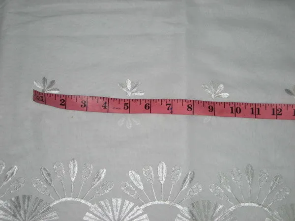 cotton voile fabric~White with embroidery-5 yards