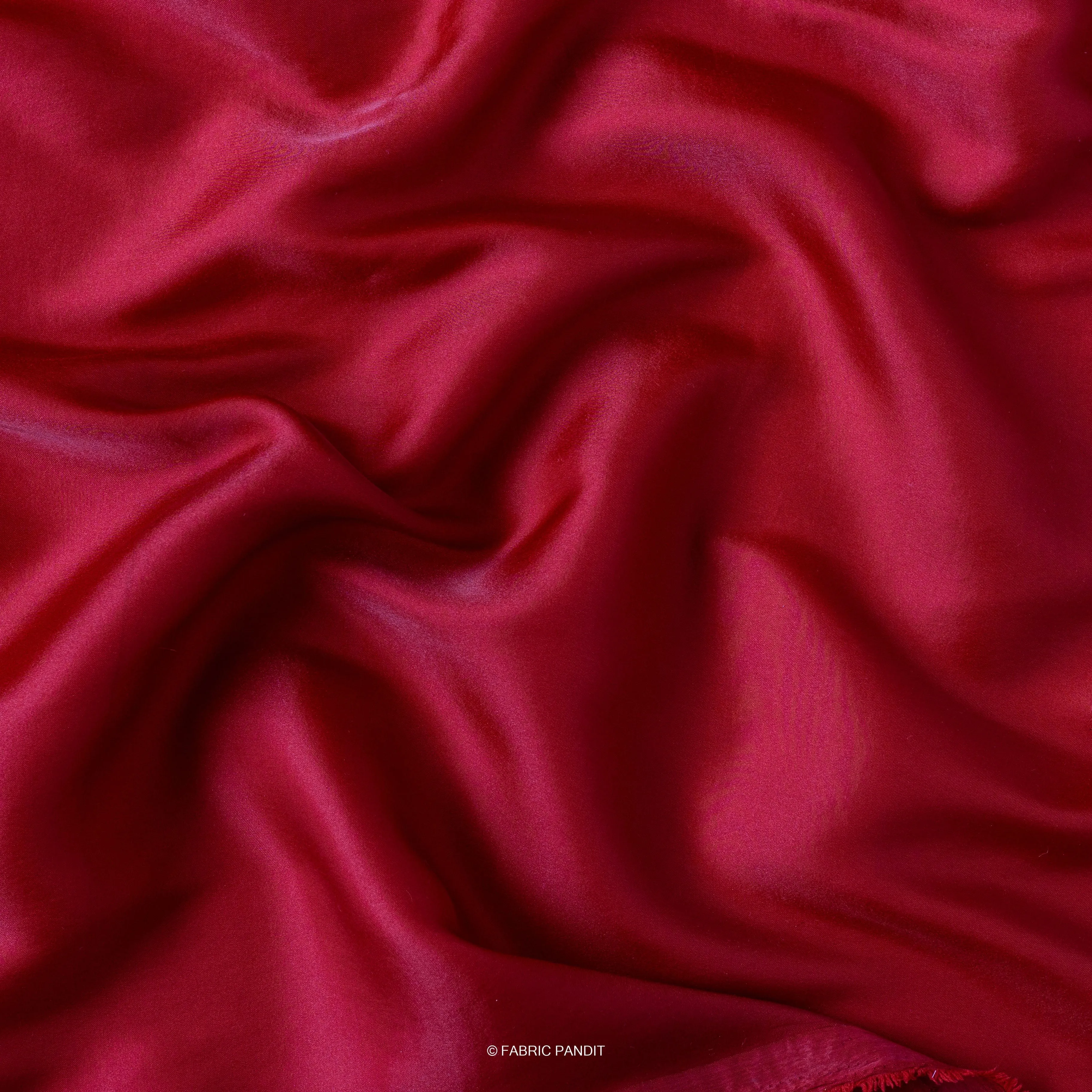 Crimson Red Plain Premium Tussar Silk Fabric