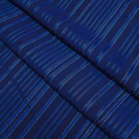 Dark Blue Stripes Printed Georgette Fabric (Wholesale)