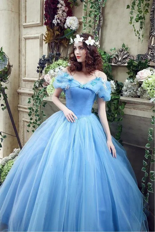 Elegant Tulle Princess Ball Gown Prom Dresses