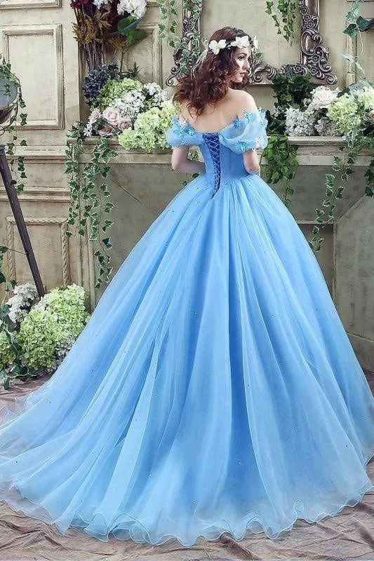 Elegant Tulle Princess Ball Gown Prom Dresses