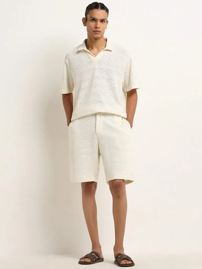 ETA Off-White Knit-Textured Relaxed-Fit Mid-Rise Shorts