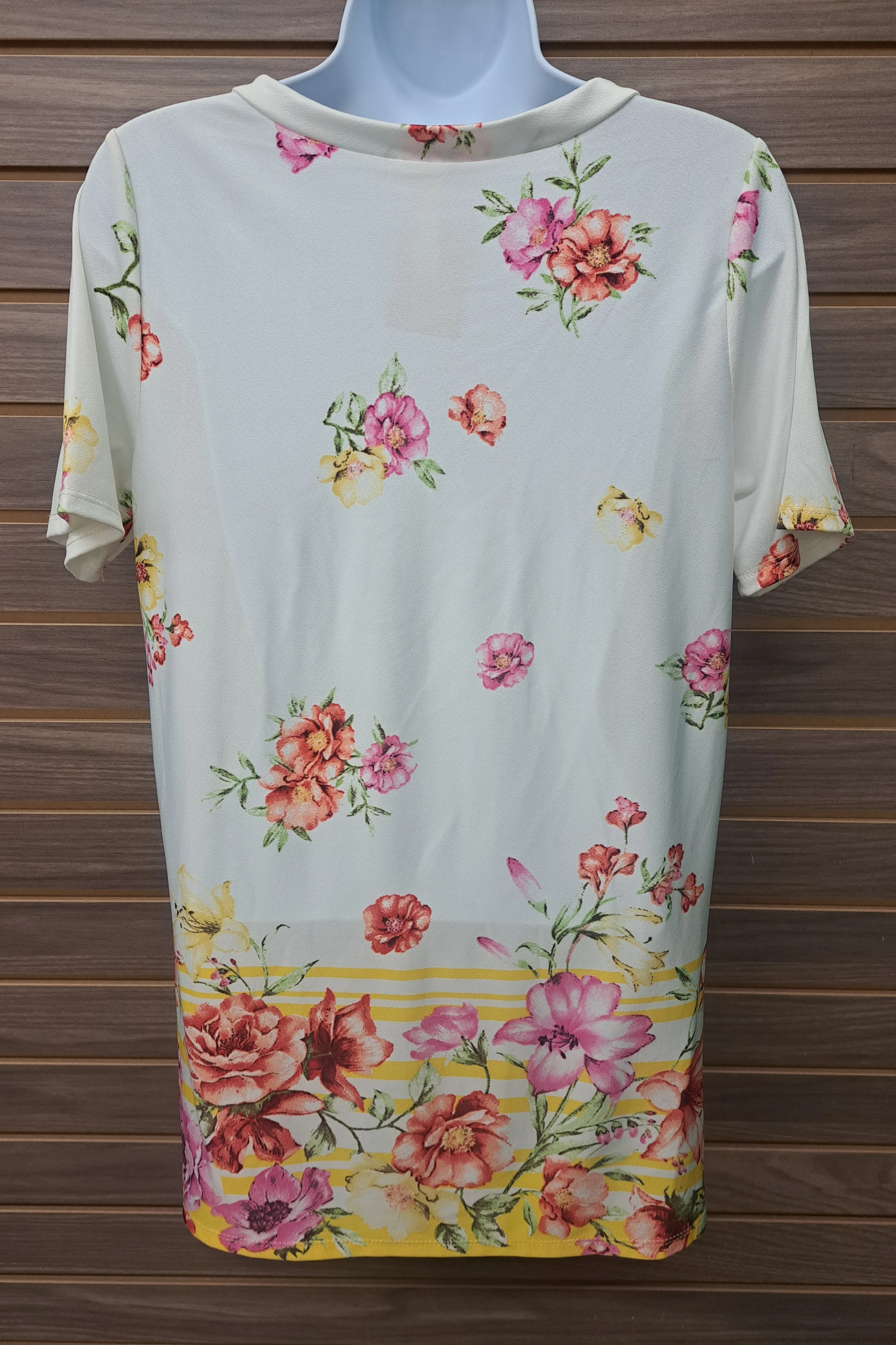 Floral/cream long short sleeve