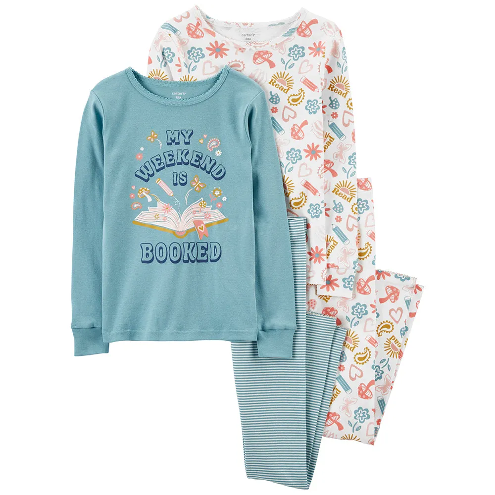 Girls' 4-Piece Reading Books Pajamas 3P853910