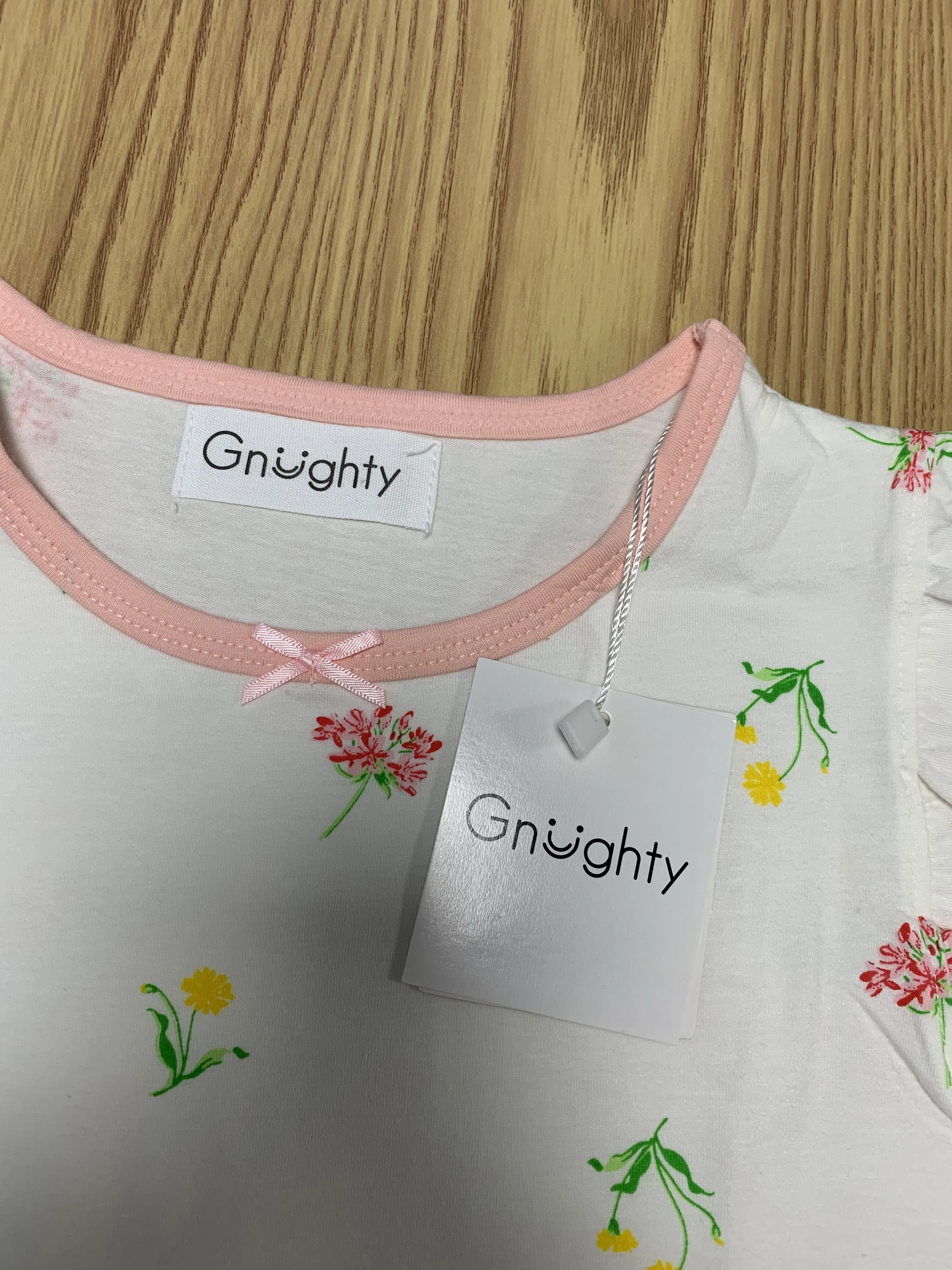 Gniighty Nightgowns, Soft Cotton Flutter Sleeve Floral Print Nightgowns for Girl 3-12 Years