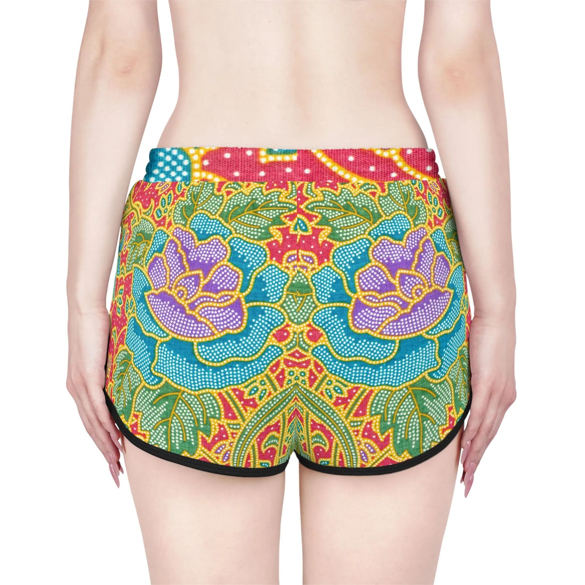 Green and red flowers - Inovax Women's Relaxed Shorts