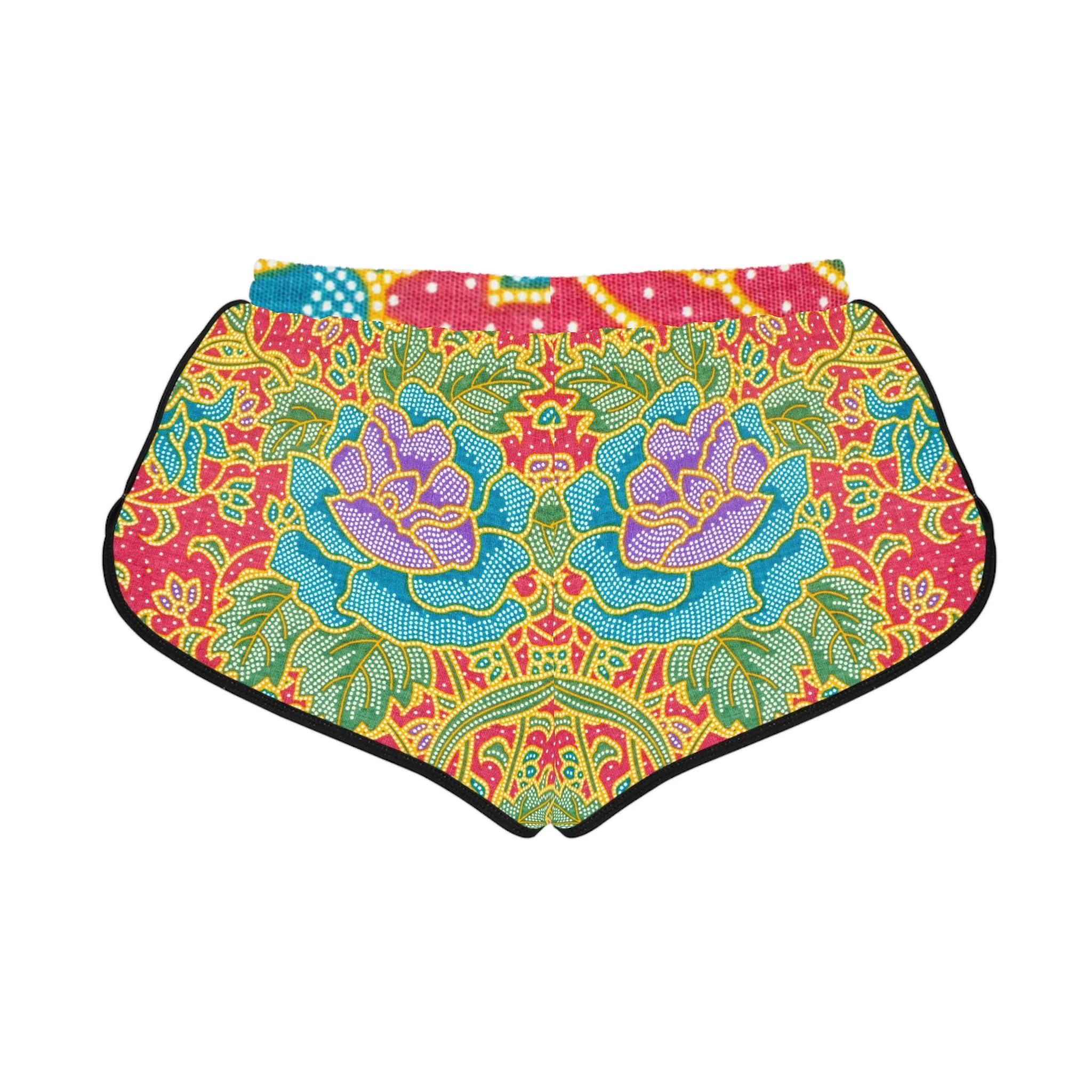 Green and red flowers - Inovax Women's Relaxed Shorts