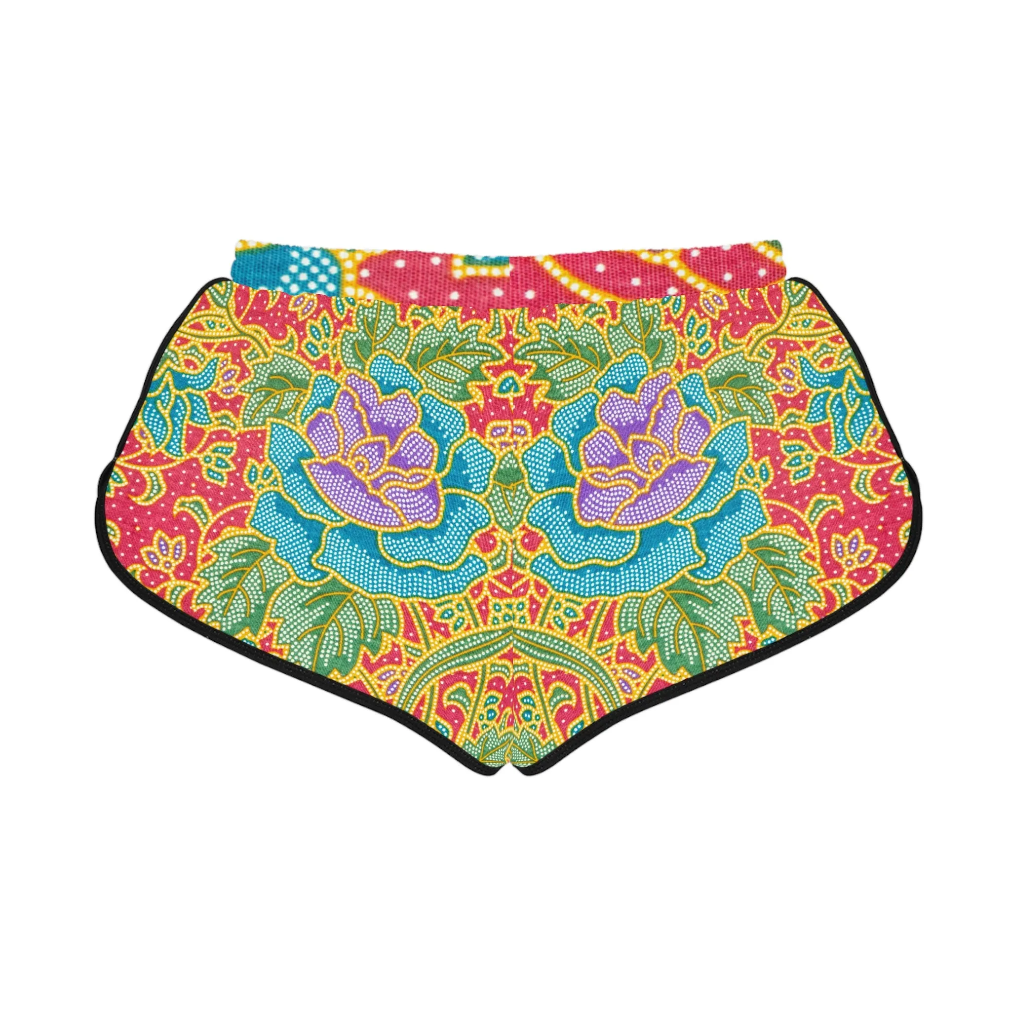 Green and red flowers - Inovax Women's Relaxed Shorts