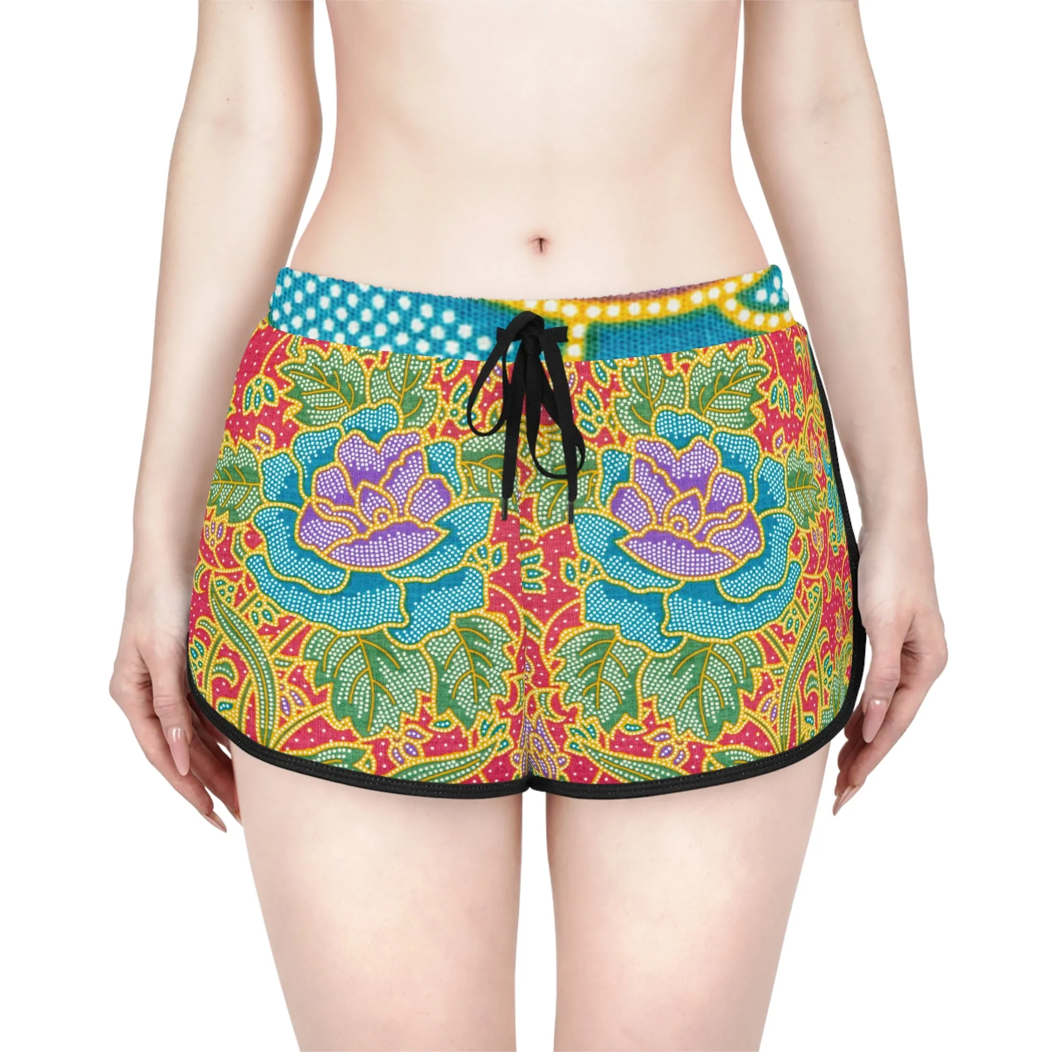 Green and red flowers - Inovax Women's Relaxed Shorts