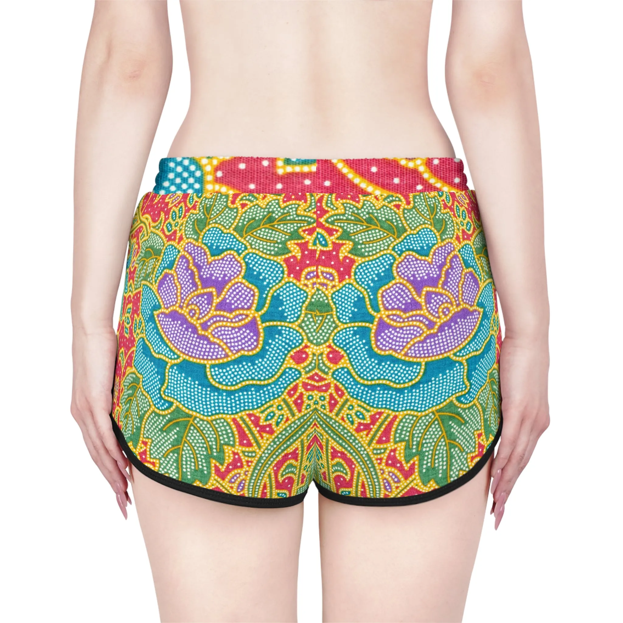 Green and red flowers - Inovax Women's Relaxed Shorts