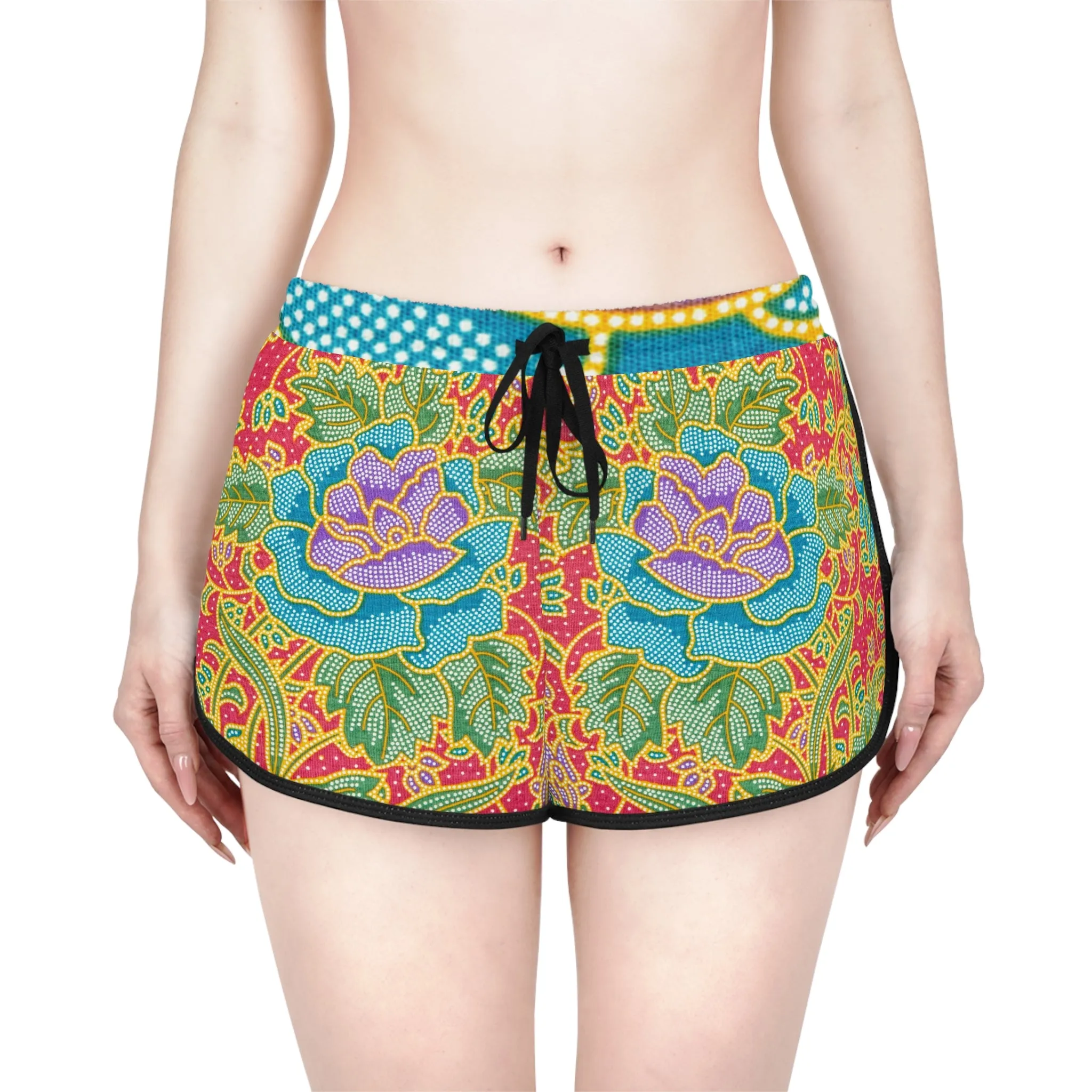 Green and red flowers - Inovax Women's Relaxed Shorts