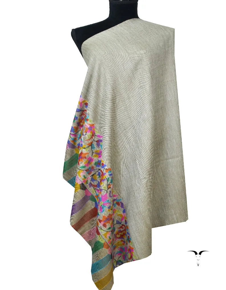 Grey Reversible Kani Pashmina Shawl 7322