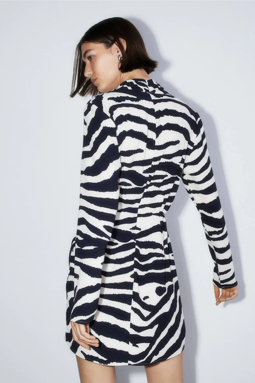 H&M Draped Wrap Zebra Print Dress, Black