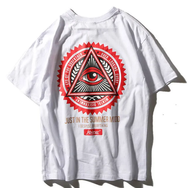 Illuminati Printed Hip Hop Streetwear Loose Tees