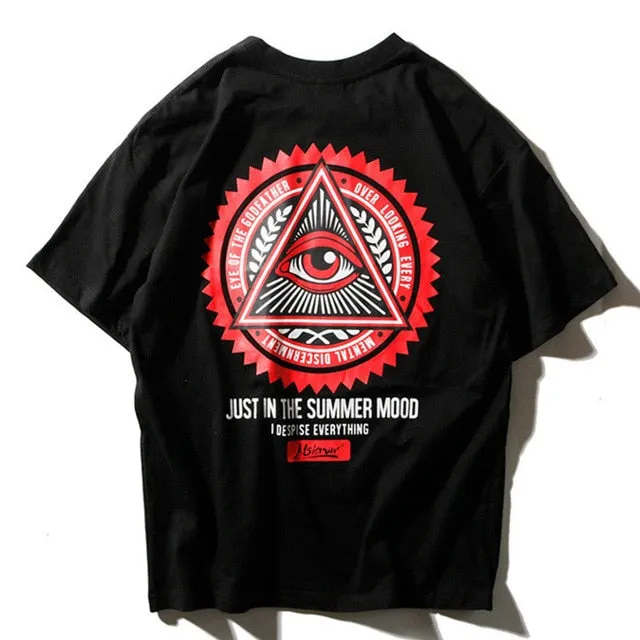 Illuminati Printed Hip Hop Streetwear Loose Tees