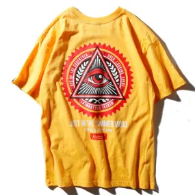 Illuminati Printed Hip Hop Streetwear Loose Tees