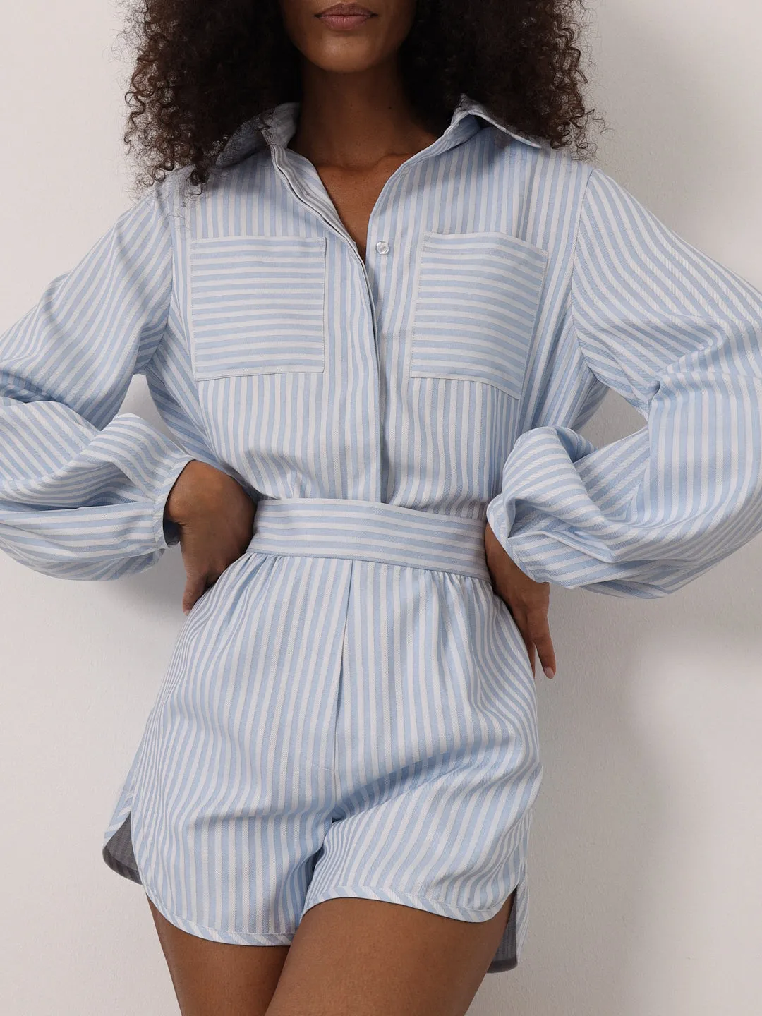 Imogen Candy Stripe Shirt | Blue/White