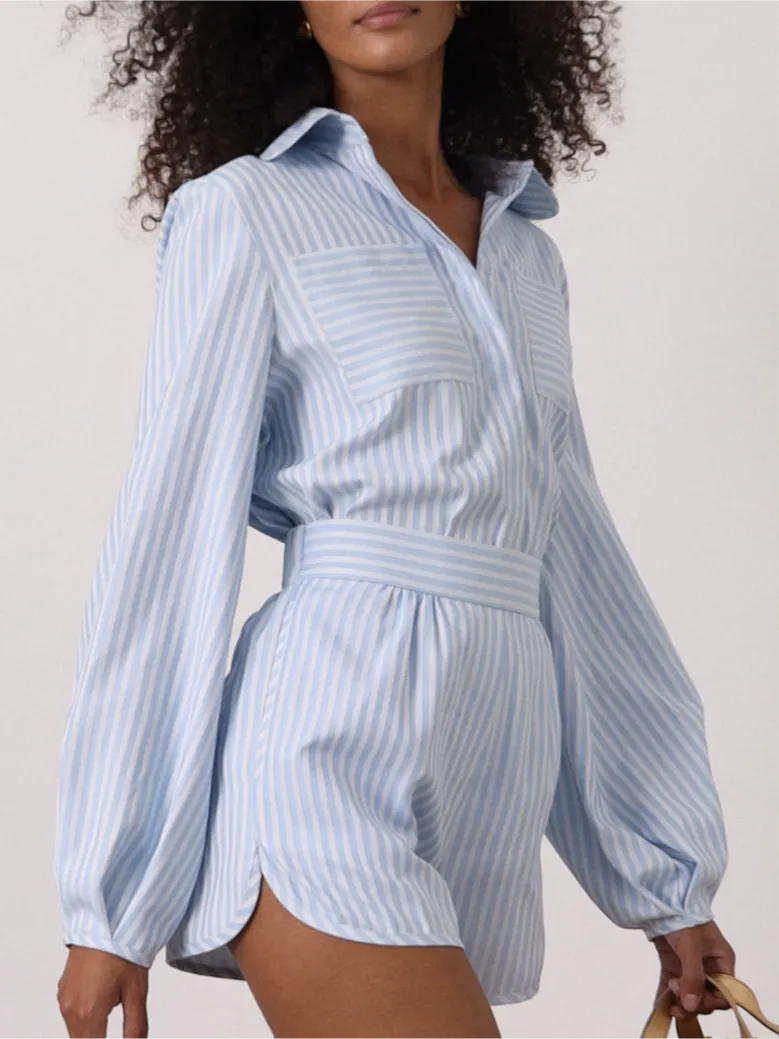 Imogen Candy Stripe Shirt | Blue/White