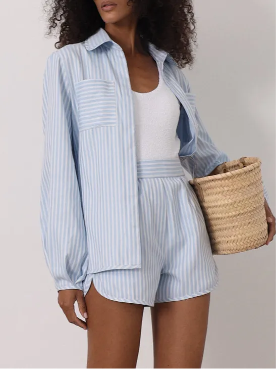 Imogen Candy Stripe Shirt | Blue/White