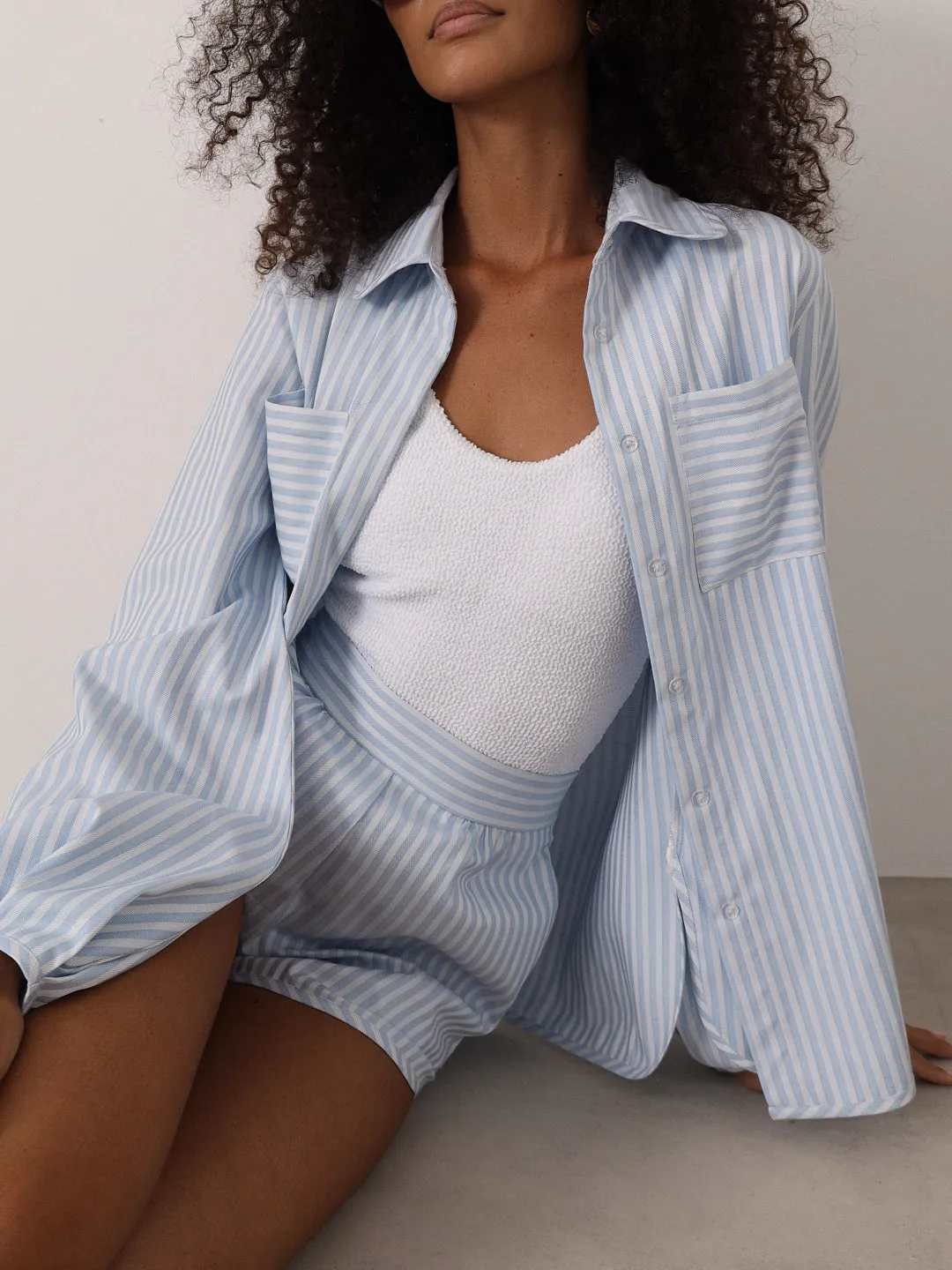 Imogen Candy Stripe Shirt | Blue/White