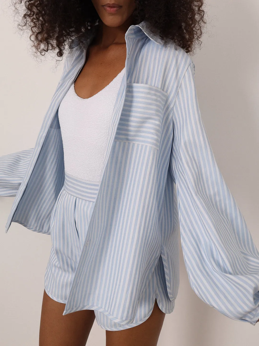 Imogen Candy Stripe Shirt | Blue/White