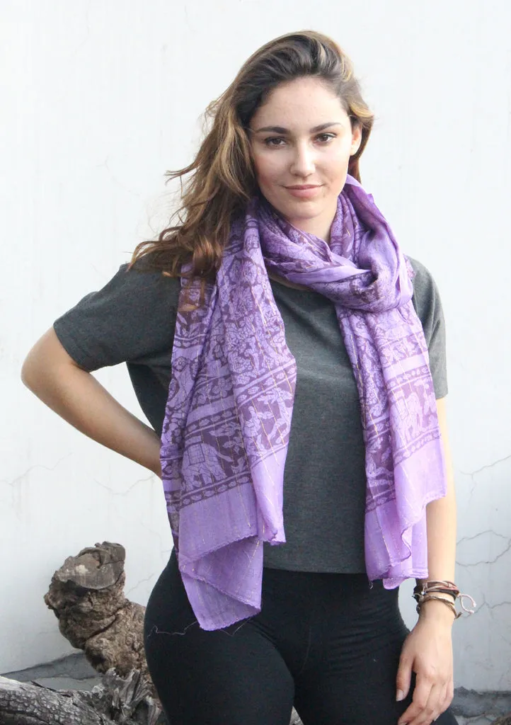 Indian Safari Purple Cotton Scarf