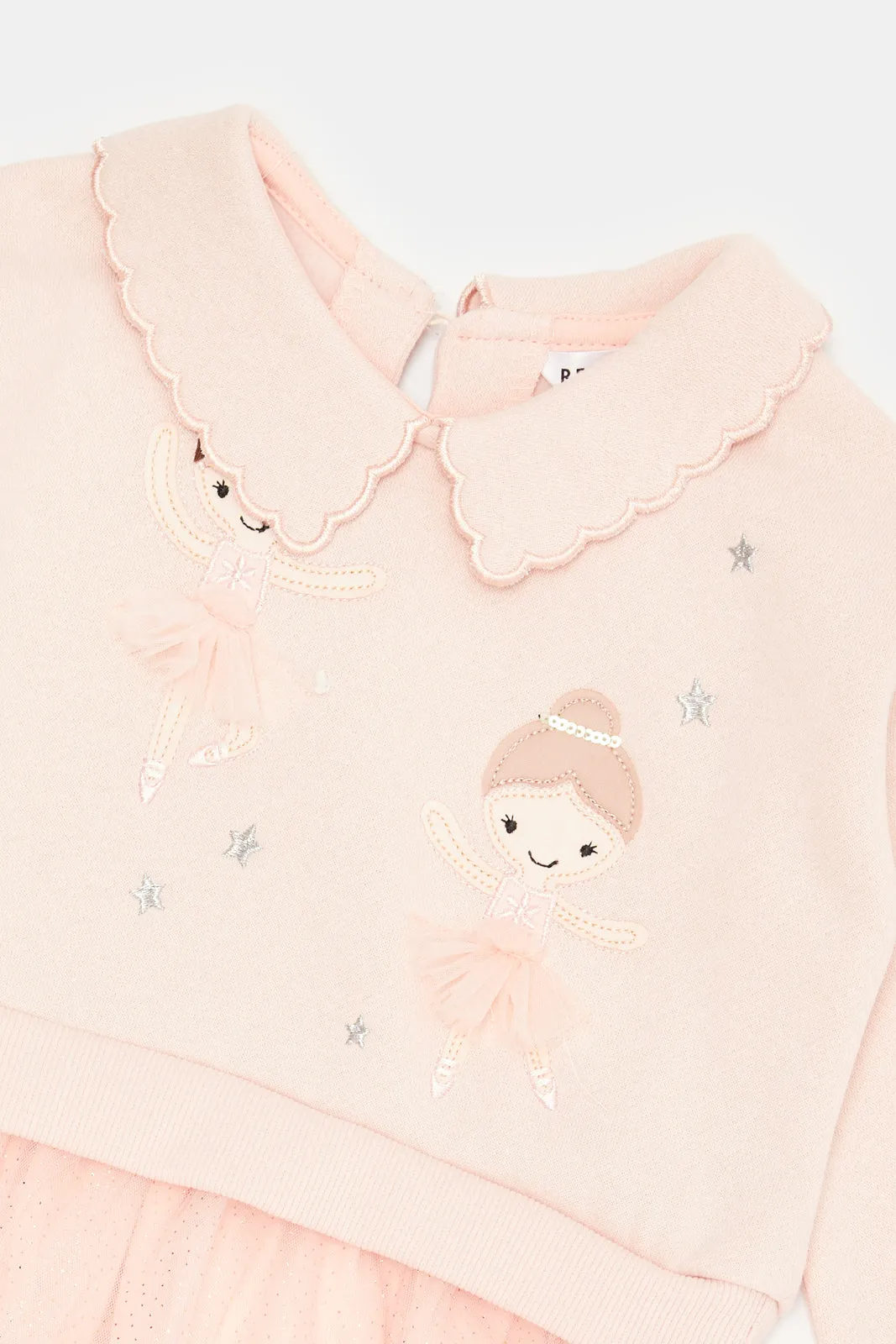 Infant Girls Pink Embellished Sweat Dress